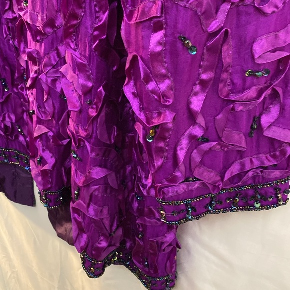 GUNIT (not vintage!) 100% silk purple with full sequins evening jacket - Picture 5 of 6